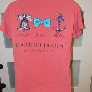 'merican Proper Liberty Bowties Freedom Short Sleeve T-Shirt Size S Women's